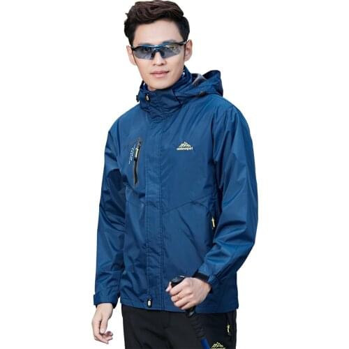 Shanghai Story Mens Outdoor Jacket 4 Pockets Hooded Windproof Jacket Waterproof Rain Coat