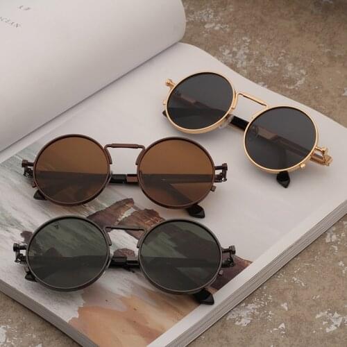 Vintage Punk Style Sunglasses Men Retro Round Metal Frame Women Sun Glasses Fashion Eyewear Gafas sol mujer UV400