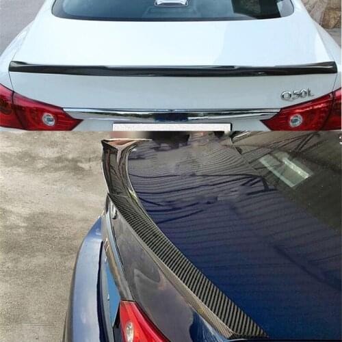 FOR Infiniti Q50 Q50S Real Carbon Fiber Spoiler Car Trunk Rear Black Wing Tail Q50 Spoiler Car-Styling V/M4 Style 2014