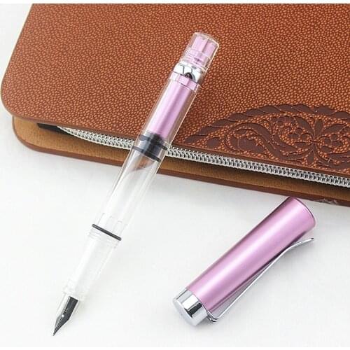 Student Practise Calligraphy Plastic Transparent Fountain Pen F Nib 0.5mm Hooded Nib 0.38mm Color Ink Pens School Supplies