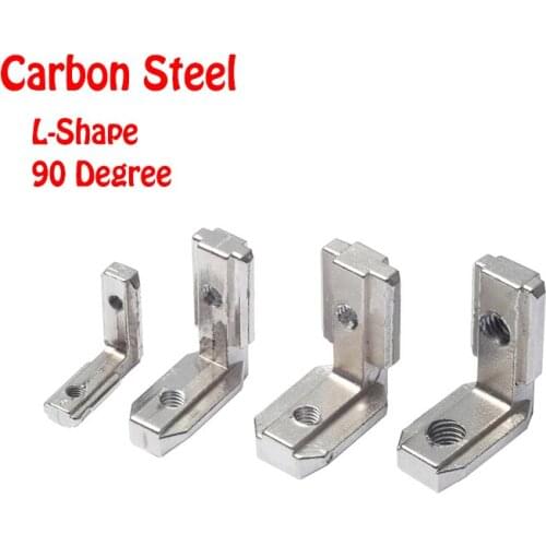T Slot Aluminum Profile right angle bracket Carbon Steel L-Shape Brackets 90 Degree Interior Corner Connector Silver color