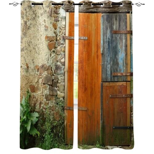 Dilapidated Wood Retro Curtains In The Living Room Kitchen Bedroom Interior Decor Curtain Window Room Divider Home Decoration