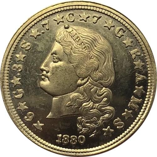 USA 1880 United States of America 4 Dollars Stella Pattern Four One 400 Cents Brass Gold Coin Metal Casting Commemorative Coins