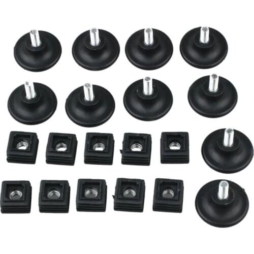 10 Sets 45mm Base Dia Adjustable Leveling Foot 25mmx25mm Square Tube Insert Kit