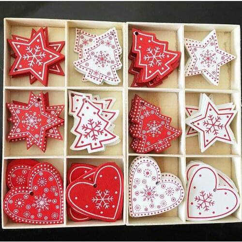 10PCs 5cm Wooden Christmas Ornaments Kids Toys For Chirstmas Tree Hanging Pendants Xmas Decoration For Home Party New Year Noel