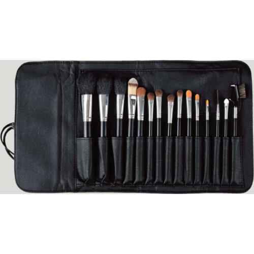 15pcs animal hair black silver makeup brushes sets with roller collection bag 2021 custom make up brushes