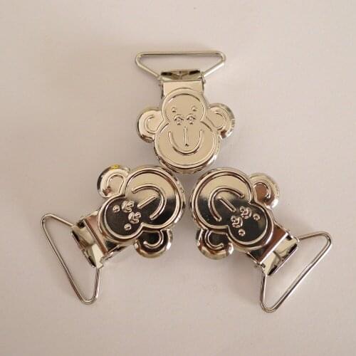 25pcs 1'' 25mm Silver Color Monkey Shape Suspender Clips
