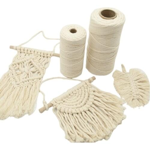 3mm 4mm Macrame Rope Twisted String Cotton Cord For Handmade Natural Beige Rope DIY Home Wedding Accessories Gift