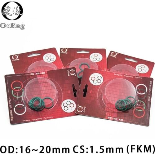 5PC Fluorine rubber Ring Green FKM O Ring Kit OD16/17/18/19/20*1.5mm Sealing Washer Gaskets Oil Ring Fuel Assortment Set Box