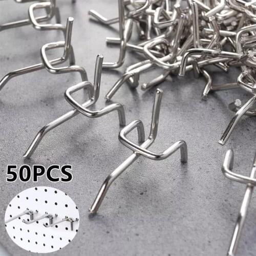50 Pcs Carbon Steel Peg Board Pegboard Hooks Garage Work Shop Storage Display Organization Steel Hanging Tool Storage Hooks