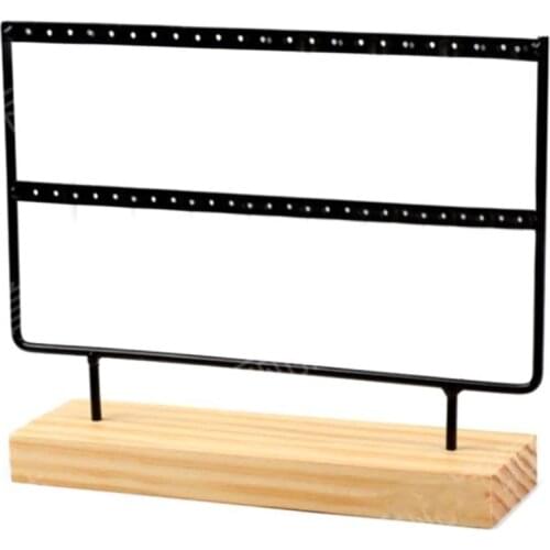 60% Hot Sale Wholesale Wooden Base Metal Ear Studs Pendant Jewelry Holder Display Stand Organizer Earrings Presenting Rack