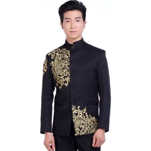 Blazer men formal dress latest coat pant designs suit men embroidered chinese tunic suit mens marriage wedding suits for mens