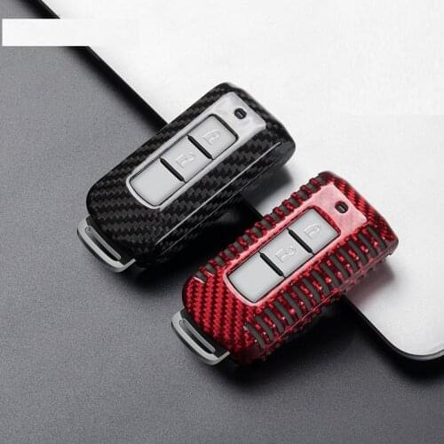 Real Carbon fiber Car Remote Key Case key Cover For Mitsubishi Outlander Lancer 10 Pajero Sport EX ASX Colt Grandis L200