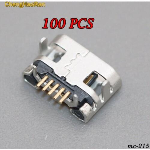 ChengHaoRan 100pcs Micro USB 5pin no side Ox horn female usb socket Flat mouth four legs socket mini usb connector