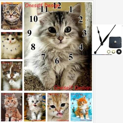 Diy diamond painting with Mechanical clock dog cat decortion dolphin diamond embroidery clock diamond mosaic sale wall sticker