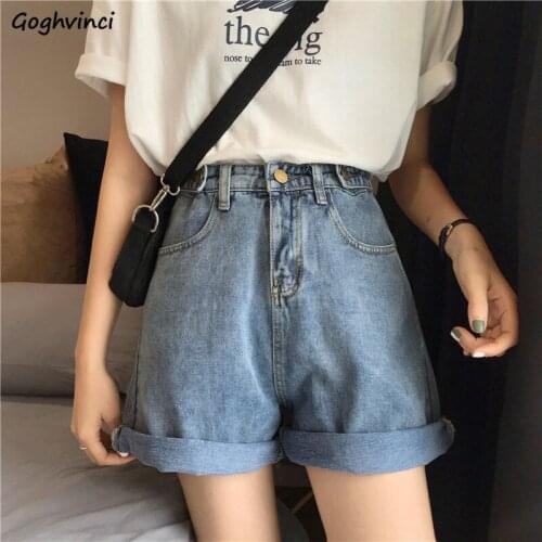 Denim Shorts Women Vintage Adjustable Waist Slim Wide-leg Knee-length Students Summer New Streetwear All-match Harajuku Crimping