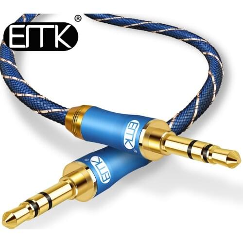 EMK Jack 3.5mm Audio Cable Gold Plated 3.5 mm Male to 3.5mm Male Aux Cable 3m 5m for iPhone Car Headphone Speaker Auxiliary Cord