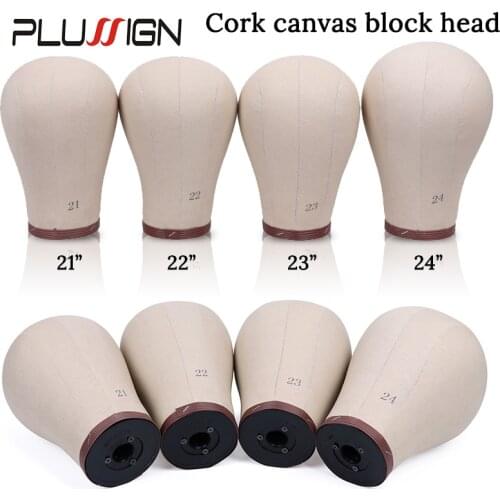 Cork Canvas Head For Making Wigs Display Wig Head With Pins And Stocking Cap 21 22 23 24Inch Block Head Diy Wig Making Tools