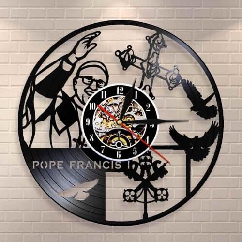 Roman Catholic Vinyl Record Wall Clock Religious Celeb Pope Francis Catholicism Wall Clock St Francis Church Decor Wall Watch