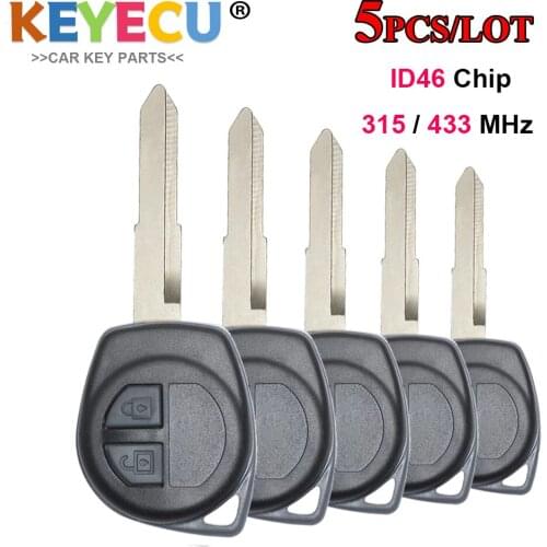 KEYECU 5PCS Remote Control Car Key for Suzuki SX4, Replacement Fob 2 Button - 315MHz/ 433MHz Frequency - ID46 Chip - HU87 Blade