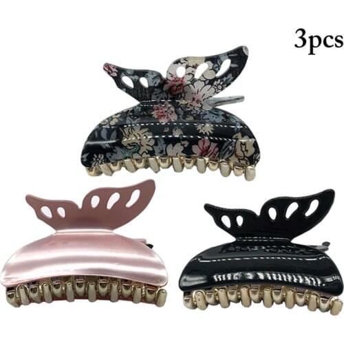 3pcs Korean Butterfly Hair Claws Elegant Frosted Acrylic Hair Clips Hairpins Barrette Headwear for Women Girls Hair Accessories