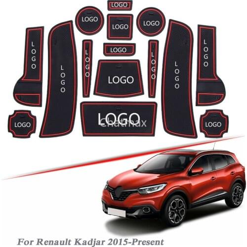 Brand LOGO Car Styling For Renault Kadjar 2015-2020 Gate slot pad Interior Door Groove Mat Non-slip dust Mat Auto Accessories