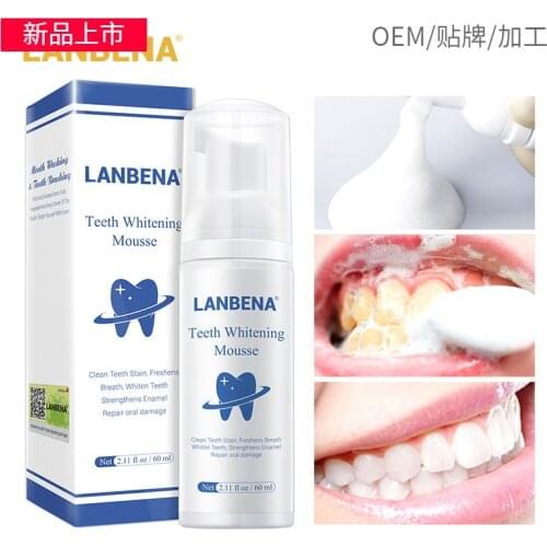 LANBENA Teeth Whitening Mousse Remove Stains Teeth Clean White Teeth Powder Bright Teeth Oral Hygiene Toothpaste Oral Care TSLM1