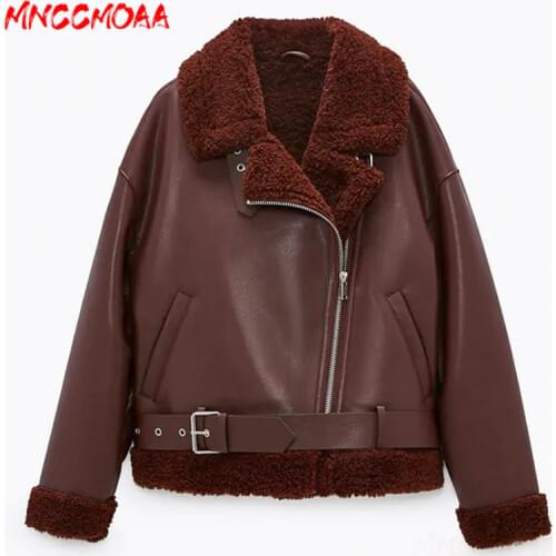 Женские кожаные куртки MNCCMOAA China At AliExpress
