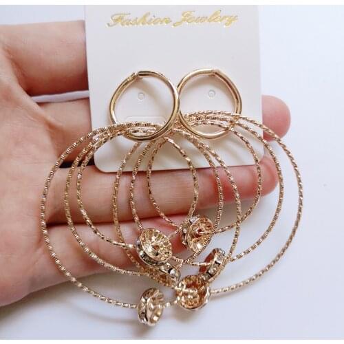BLIJERY Fashion Multilayer Circles Drop Earring For Women Geometric Statement Boucles d'oreil Exaggerated Punk Earrings Gifts