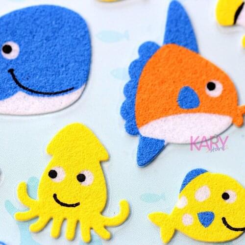 Sea Animals Clown Fish Whale Octopus Sponge Stickers Scrapbooking Phone Fashion Craft Kawaii Gifts Reward Kids Toys For Children