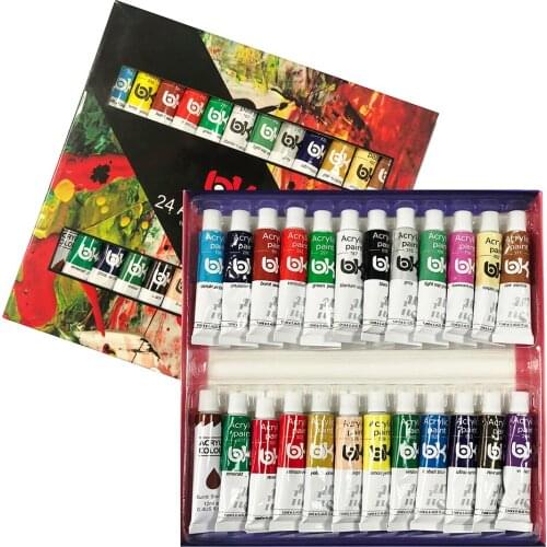 Acrylic Paint Set of 24(12ml 0.4 fl oz) for Fabrics Painting Clothing Pigments Non-Fading Non-Toxic Professional Artist Painting