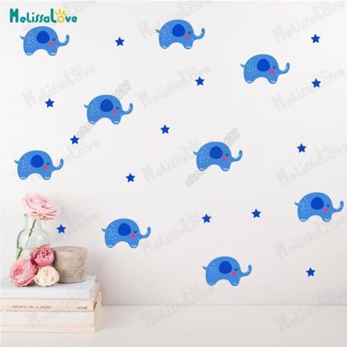 Elephant And Star Wall Decals Sticker Baby Nursery Decor Vinyl Removable DIY Wall Stickers Bedroom Art Mural Sticker JW575