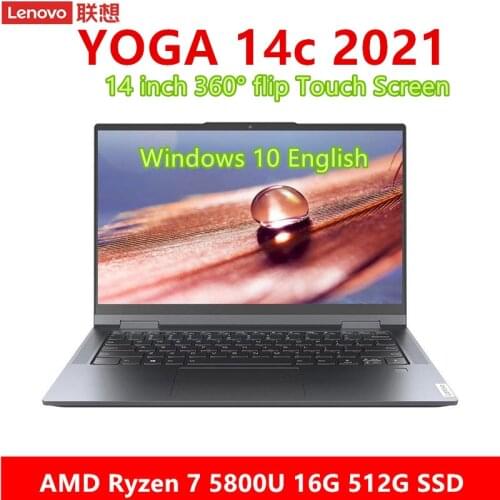 High-end Laptop PC Lenovo Yoga 14c 2021 Ryzen 7 5800U 16GB RAM 512G SSD 360° flip 14 inch FHD IPS Touch screen Notebook