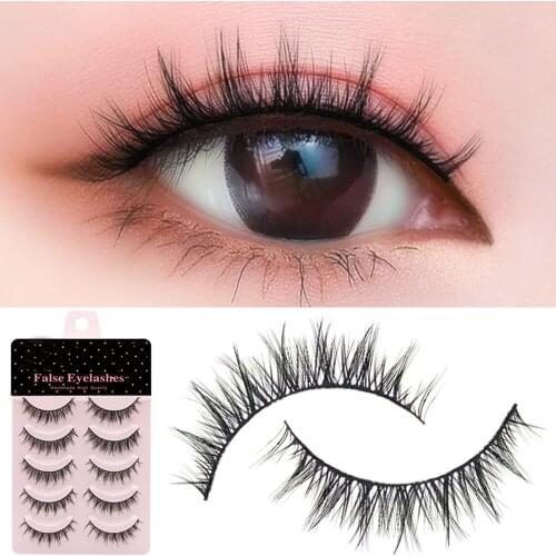NEW 5pair Makeup False Eyelashes Natural Crisscross Thick Soft Eyelashes 100% Handmade Cotton Stems Fake Eyelashes Stage Lashes