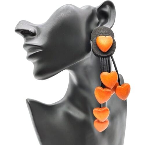UKEBAY New Multicolor Love Drop Earrings Female Party Accessories Long Ethnic Style Statement Earrings Wood Jewelry Wholesale