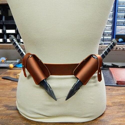 Medieval Steampunk Gothic Athame Scabbard Twin Small Sword Belt Hanger Back Frog Knife Blade Holder Thief Cosplay Hunting Sheath