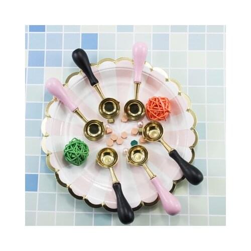 Melting Wax Spoon Seal for Sealing Retro Wooden Handle Scoop for Scrapbooking Envelope Wedding Packaging Gifts Postcard Stamping
