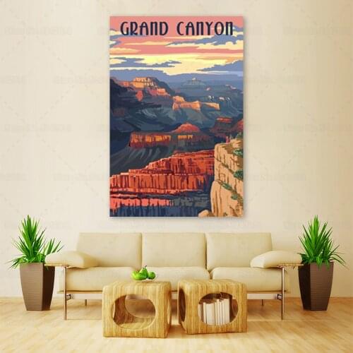 Grand Canyon National Park Travel Poster Arizona Sunset View Print Canvas Painting Wall Art Decor