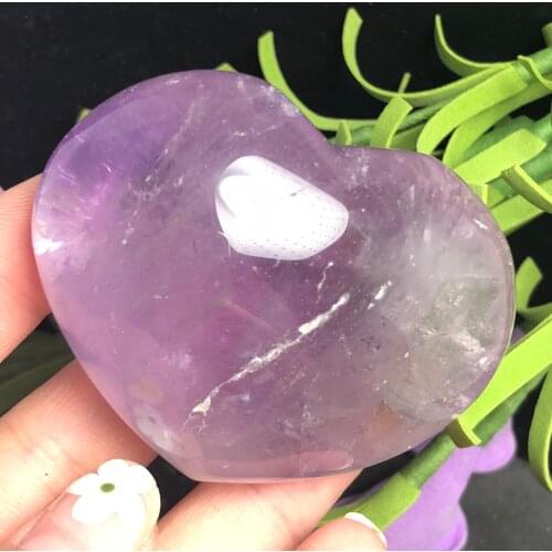 Natural dream amethyst heart shape massage quartz crystal and mineral reiki healing
