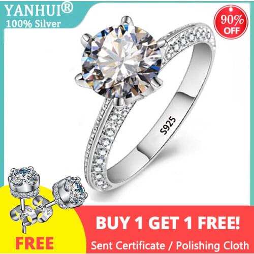 Sale at a loss! With Certificate Allergy Free Original 925 Silver 2 Carat Solitaire Ring Never Fade Wedding Bands For Women R279