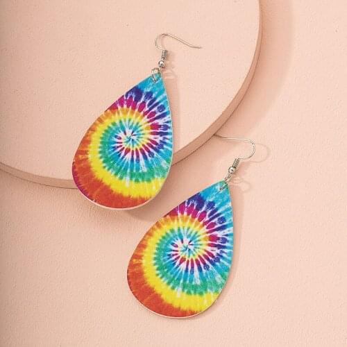 Ins Faux Leather Painting Teacher Rock Music Letters Rainbow Learn Piercing Earrings Korean Fashion Party Jewelry Bijoux Earring
