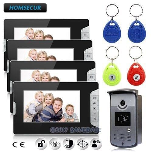 HOMSECUR Ultrathin 7" LCD Monitor Video Door Phone Home Intercom Doorbell With Camera 1V4