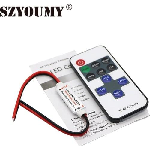SZYOUMY DC 12V 11 Keys Mini Dimmer RF Remote Controller for Led Single Color Strip 5050 3528 Free Shipping