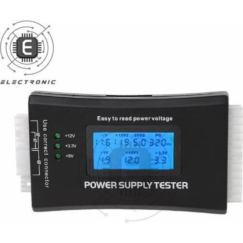 LCD Power Tester LCD PC Computer 20/24 Pin 4 PSU ATX BTX ITX SATA HDD Power Supply Tester Battery Power Bank Meter