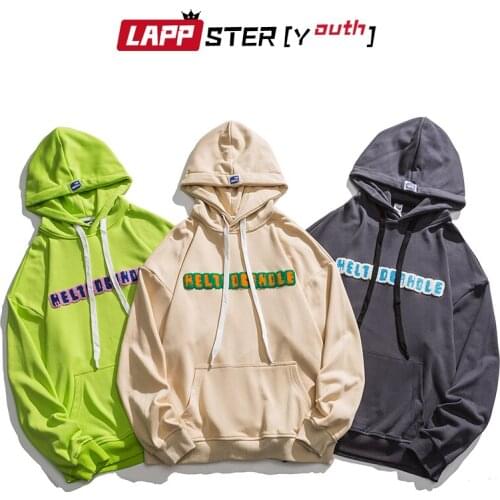 LAPPSTER-Youth Men Patchwork Pocket Harajuku Hooded Hoodies 2021 Mens Oversized Japanese Streetwear Sweatshirts Male Y2k Hoodie