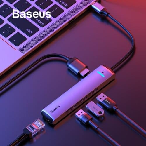 Baseus USB C HUB Type C to HDMI RJ45 Ethernet Multi Ports USB 3.0 USB3.0 PD Power Adapter For MacBook Pro Air Dock USB-C HUB HAB