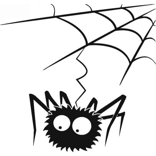 Cartoon Funny SPIDER WEB Halloween Decal Car Window Sticker Black/Silver Vinyl,13cm*13cm