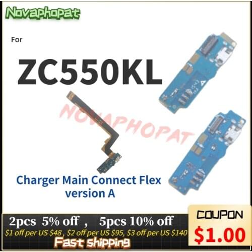 Novaphopat Charger Port For Asus Zenfone Max ZC550KL USB Dock Charging Port Main LCD Connect Connector Flex Cable Mic Board