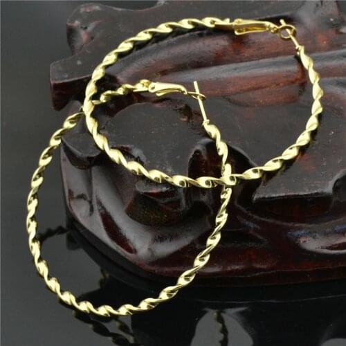 Ladies Earrings Big circle spiral shape gold loops 2020 Fashion jewelry Young student christmas ornaments Female Ladies Earring