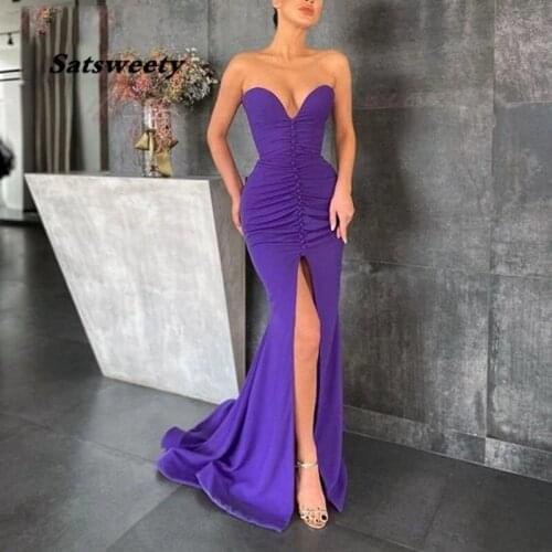 Vestido De Fiesta De Boda Evening Dresses 2021 Sweetheart Mermaid Robe De Soiree Side Split Prom Dresses